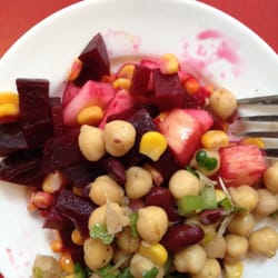 Govinda's - Beet and apple salad(above), chicken pea and pepper salad(below)
