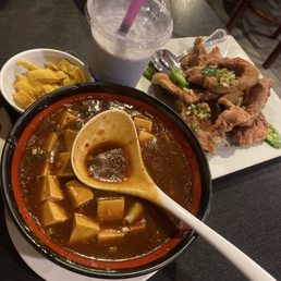 Mapo tofu and deep fried pork chop Mapo tofu and deep fried pork chop