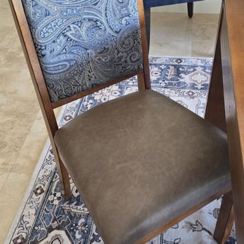 Joni Upholstery - One of the dining chairs they reupholstered for me... - Furniture Reupholstery Near Me - Palm Desert, California Joni Upholstery - One of the dining chairs they reupholstered for me... - Furniture Reupholstery Near Me - Palm Desert, California