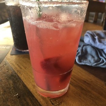 Ford's Garage Estero - Strawberry Margarita. Comes with lime and really fresh strawberries too! Really well made. I would have ordered another one in a heartbeat! - Bars Near Me - Estero, Florida