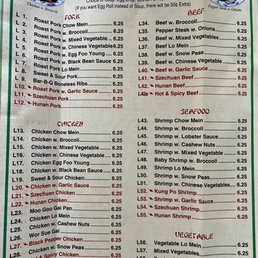 Lunch menu