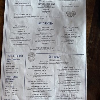Bunky's Raw Bar & Grill - Menu back - Sports Bars Near Me - Indialantic, Florida Bunky's Raw Bar & Grill - Menu back - Sports Bars Near Me - Indialantic, Florida