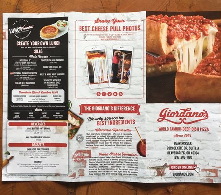 Menu photo 4 Giordano's Beavercreek, OH