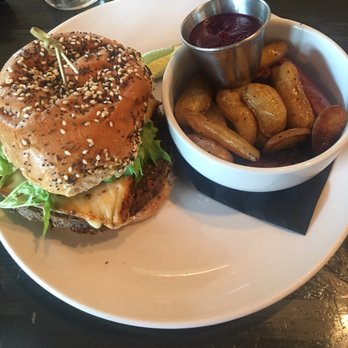 Avo - Veggie burger with a side of potatoes and "beet ketchup" - Cocktail Bars Near Me - Nashville, Tennessee Avo - Veggie burger with a side of potatoes and "beet ketchup" - Cocktail Bars Near Me - Nashville, Tennessee