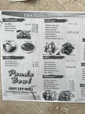 Menu photo 2 Panda Bowl Redlands, CA