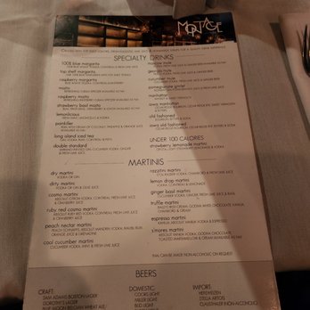 Montage - a menu for a restaurant on a table - Wine Bars Near Me - Cedar Falls, Iowa