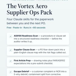 Vortex Computation - Vortex Computation Aerospace Supplier AI Agent Pack - FREE
https://www.packs.vortex.llc