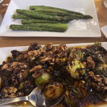 The Vault Restaurant - The most amazing braised, asparagus, coupled with the equally amazing braised brussels sprouts with balsamic sauce and walnuts. - Cocktail Bars Near Me - Bakersfield, California The Vault Restaurant - The most amazing braised, asparagus, coupled with the equally amazing braised brussels sprouts with balsamic sauce and walnuts. - Cocktail Bars Near Me - Bakersfield, California
