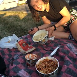 The family meal. Alfredo and marinara with 8 breadsticks.