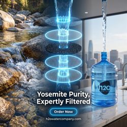 H2O Water Company - Premium 5-gallon purified water delivery in Hayward & the SF Bay Area. Yosemite purity, expertly filtered by H2O Water Company.