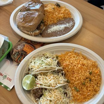 Taco Pros - Steak Torta and Ground Beef Tacos with rice and beans - Mexican Near Me - Merrillville, Indiana
