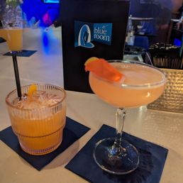 two cocktails on the bar