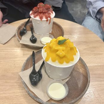 Anko - Mango Bingsu (front) and Strawberry Bingsu (back) - Desserts Near Me - Los Angeles, California Anko - Mango Bingsu (front) and Strawberry Bingsu (back) - Desserts Near Me - Los Angeles, California