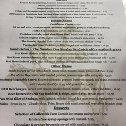 The Carnarvon Arms - Sunday menu