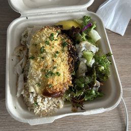 Lunch Special...fish, rice , salad! Delicious and great value. Lunch Special...fish, rice , salad! Delicious and great value.