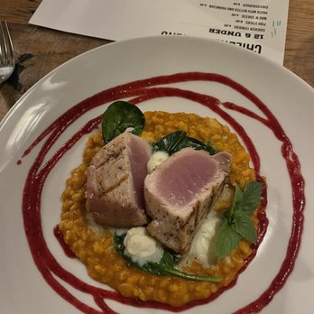 Heirloom - Tuna over pumpkin risotto w raspberry sauce - Wine Bars Near Me - Virginia Beach, Virginia Heirloom - Tuna over pumpkin risotto w raspberry sauce - Wine Bars Near Me - Virginia Beach, Virginia