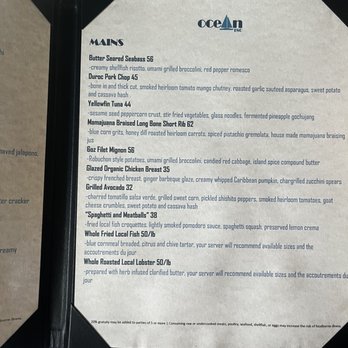 Ocean 180 - Menu - Seafood Near Me - St Thomas, Virgin Islands