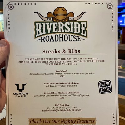Menu photo 3 Riverside Roadhouse Montgomery, PA