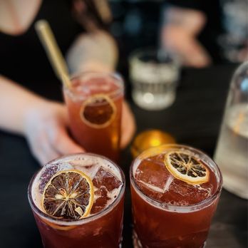 Barrel & Bacon - Blueberry sour mocktail and 2 of the cocktail version - Cocktail Bars Near Me - Seattle, Washington Barrel & Bacon - Blueberry sour mocktail and 2 of the cocktail version - Cocktail Bars Near Me - Seattle, Washington
