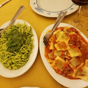 Trattoria Da Oreste - Trofi with fresh pesto and ravioli bolognese... - Italian Near Me - San Lorenzo della Costa, GE Trattoria Da Oreste - Trofi with fresh pesto and ravioli bolognese... - Italian Near Me - San Lorenzo della Costa, GE