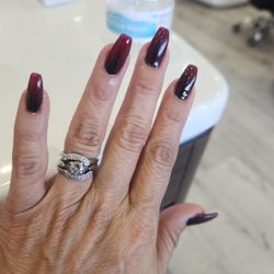 Glamor Nails & Spa - Beautiful nails in burgundy and black ombre. Thank you Lilly