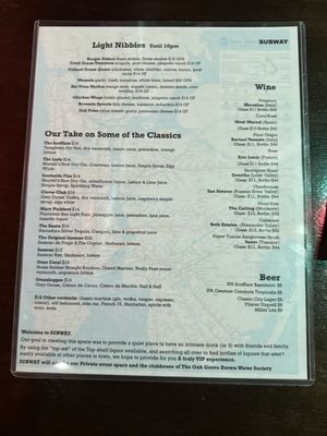 Menu photo 1 The Subway Speakeasy Decatur, GA