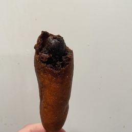 The employees at this Sonic thought this corn dog was acceptable to serve. Do they know what a corn dog is supposed to look like?