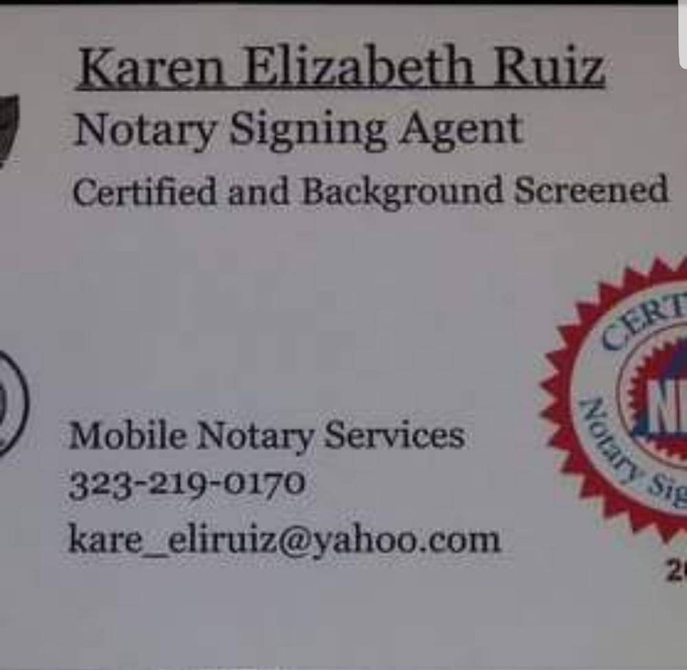 KAREN’S MOBILE NOTARY/SIGNING AGENT SERVICE Updated September 2024