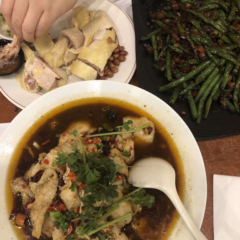 Hainan Chopped Chicken, Boiled Fish, Gan Bian Green Beans Hainan Chopped Chicken, Boiled Fish, Gan Bian Green Beans