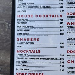 Spitfire - Drink menu