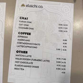 elaichi co. - Drinks Menu - Coffee & Tea Near Me - Berkeley, California