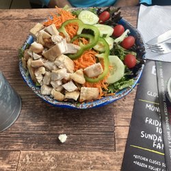 Bishco - Grilled chicken salad. Greek salad w grilled chicken. Lite Italian dressing super good! Chicken a pretty "bland" but it's healthy and fresh