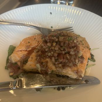Abel Brown Southern Kitchen & Oyster Bar - Bacon crusted salmon - Seafood Near Me - Augusta, Georgia
