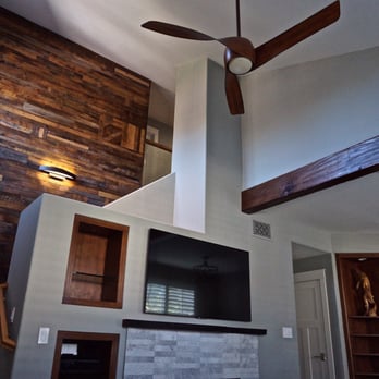 B R Construction - Danville.... Reclaimed lumber wall and glass panel railing. - General Contractors Near Me