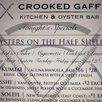Crooked Gaff Kitchen - Oyster HH menu from 1/19/22 - Seafood Near Me - Whittier, California