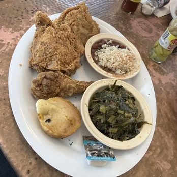 Five Sisters Blues Cafe - Fried Chicken with Collards and Red Beans and Rice. - Southern Near Me - Pensacola, Florida