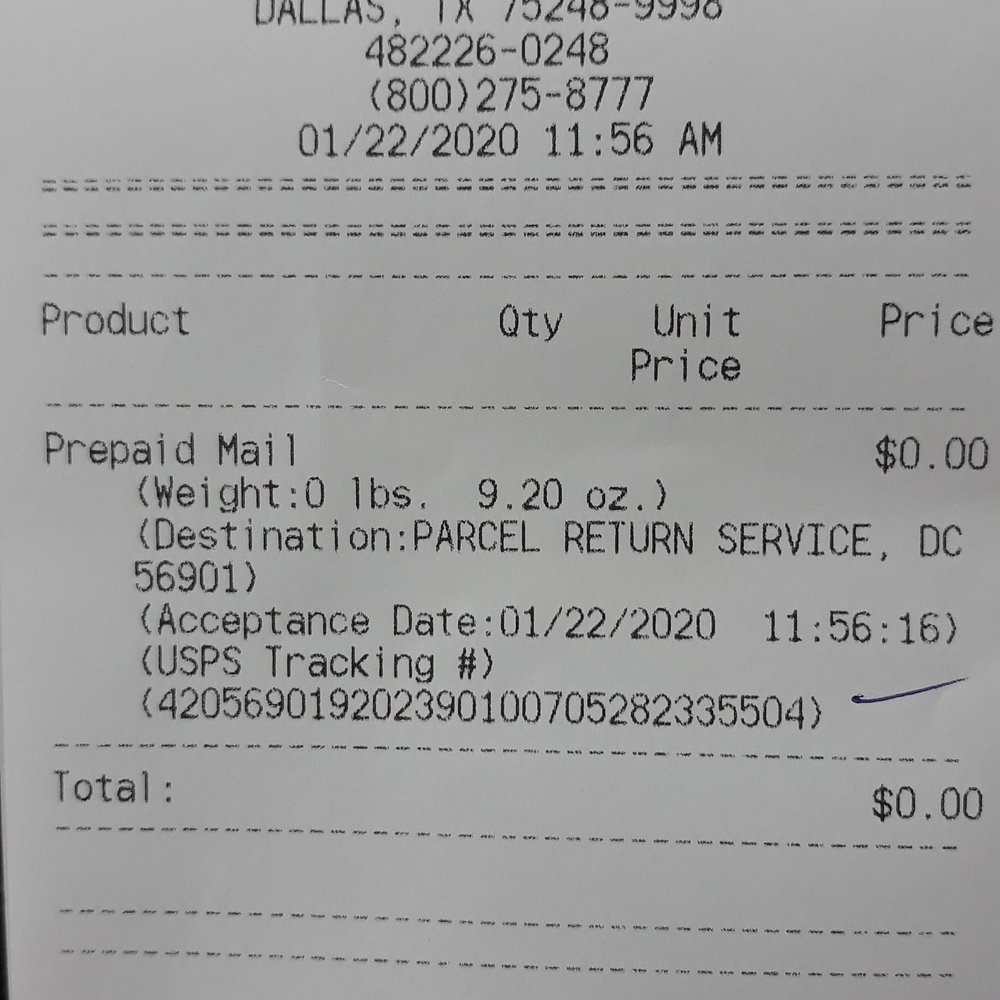 Confirmation receipt Confirmation receipt