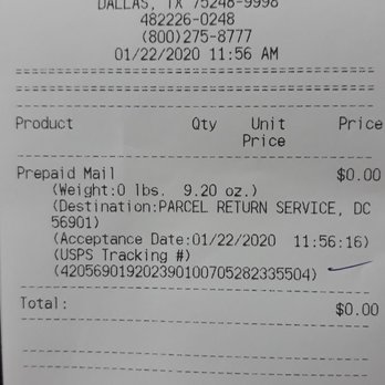 United States Post Office - Confirmation receipt - Post Offices Near Me - Dallas, Texas United States Post Office - Confirmation receipt - Post Offices Near Me - Dallas, Texas
