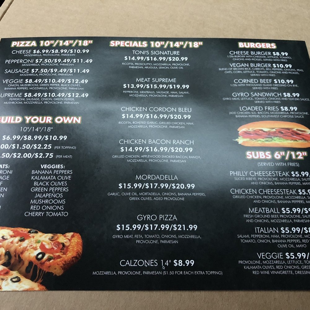 Toni's Pizza - Menu - Pizza Near Me - Lakewood, Ohio Toni's Pizza - Menu - Pizza Near Me - Lakewood, Ohio