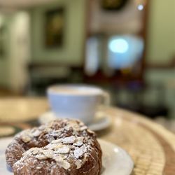 Aroma Coffee & Tea - Brown butter coffee and Almond Croissant