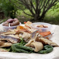 Song Hill Winery - Chardonnay-glazed local mushrooms on a bed of micro greens and bok choy...DELICIOUS!