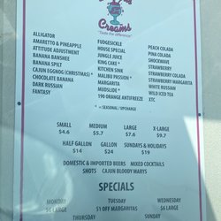 Daiquiris & Creams - Menu
