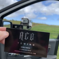 Ace Towing - Business card and flat bed in back