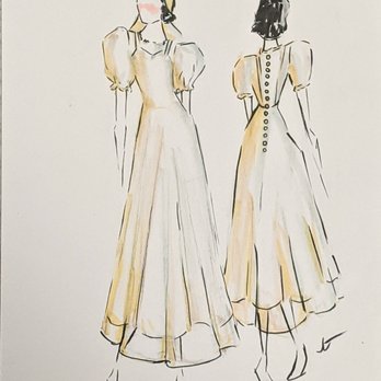 Shawmut Place - Fashion illustration of a 1930's wedding dress that we altered for a client - Sewing & Alterations Near Me - Boston, Massachusetts Shawmut Place - Fashion illustration of a 1930's wedding dress that we altered for a client - Sewing & Alterations Near Me - Boston, Massachusetts