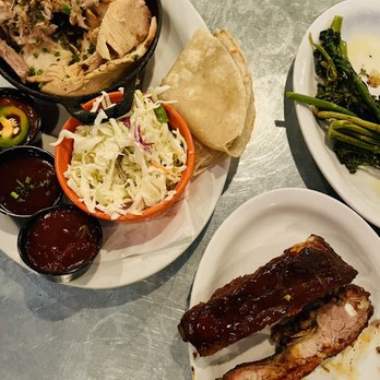 Bootleggers Modern American Smokehouse - 2 meat plate - added another! - Smokehouse Near Me - Phoenix, Arizona