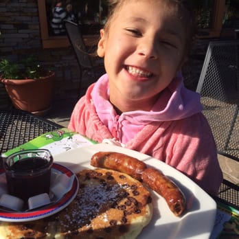 Sparta Classic Diner - Happy kid with her Mickey pancake and sausage! - Comfort Food Near Me - Sparta Township, New Jersey