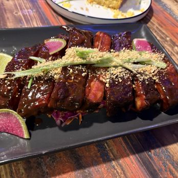 Utica BBQ - The sticky ribs ($16) with Korean BBQ, lime, heirloom carrot slaw, and peanut brittle the perfect mix of sweet, tangy, and crunchy. - Barbeque Near Me - Utica, New York Utica BBQ - The sticky ribs ($16) with Korean BBQ, lime, heirloom carrot slaw, and peanut brittle the perfect mix of sweet, tangy, and crunchy. - Barbeque Near Me - Utica, New York