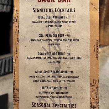 McClintocks Back Bar - Menu - Cocktail Bars Near Me - Frederick, Maryland