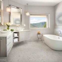 Decorative Materials - The exquisite handcrafted glass mosaic shower tiles set the tone, and the rest of the bath was designed to play a supporting role.