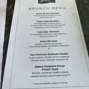 Skates On The Bay - Brunch Menu - Seafood Near Me - Berkeley, California